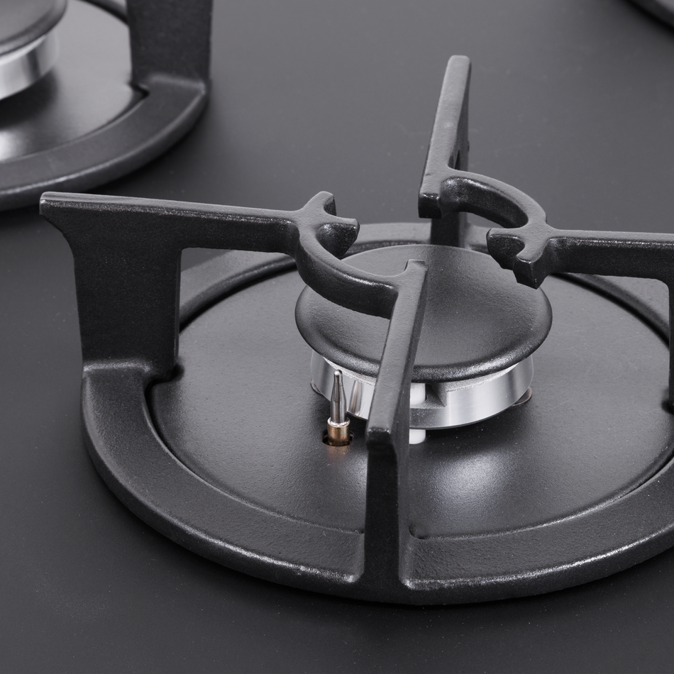 Sealey Baridi 90cm Gas Hob Matt Black 5 Burners Cast Iron Supports & Auto Ignition 10.4kW Model No-DH385