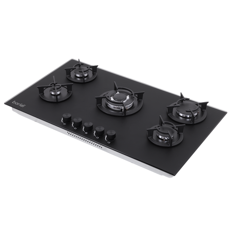 Sealey Baridi 90cm Gas Hob Matt Black 5 Burners Cast Iron Supports & Auto Ignition 10.4kW Model No-DH385