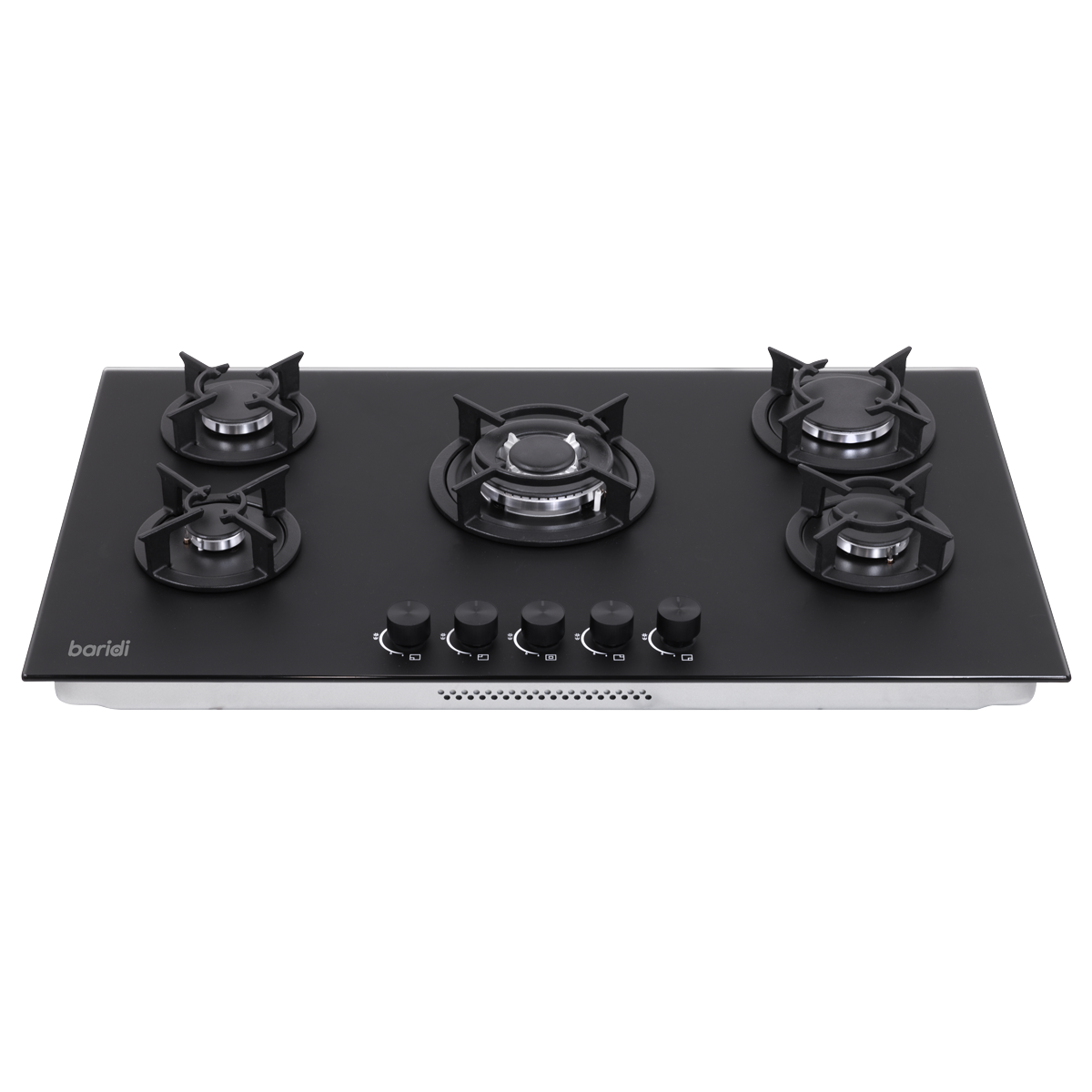 Sealey Baridi 90cm Gas Hob Matt Black 5 Burners Cast Iron Supports & Auto Ignition 10.4kW Model No-DH385