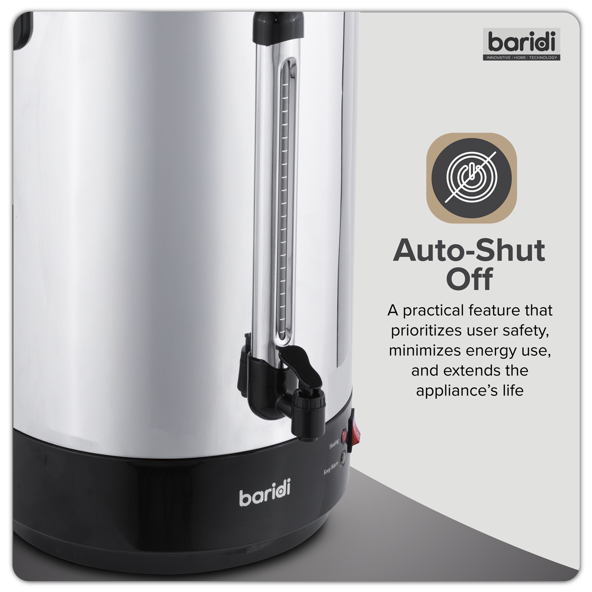 Sealey Baridi Hot Water Boiler, Tea Urn 30L Capacity - Stainless Steel Model No-DH388