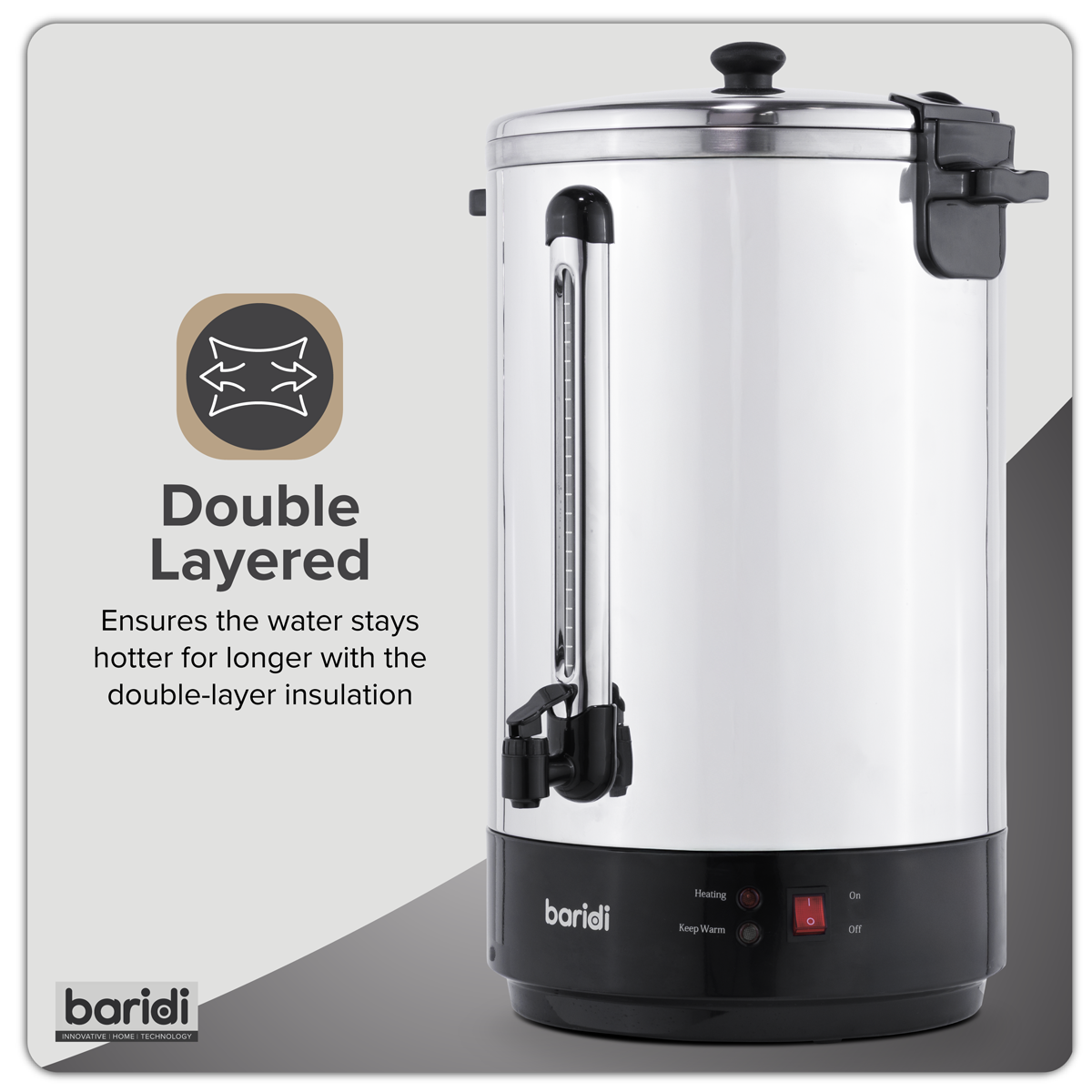 Sealey Baridi Hot Water Boiler, Tea Urn 30L Capacity - Stainless Steel Model No-DH388
