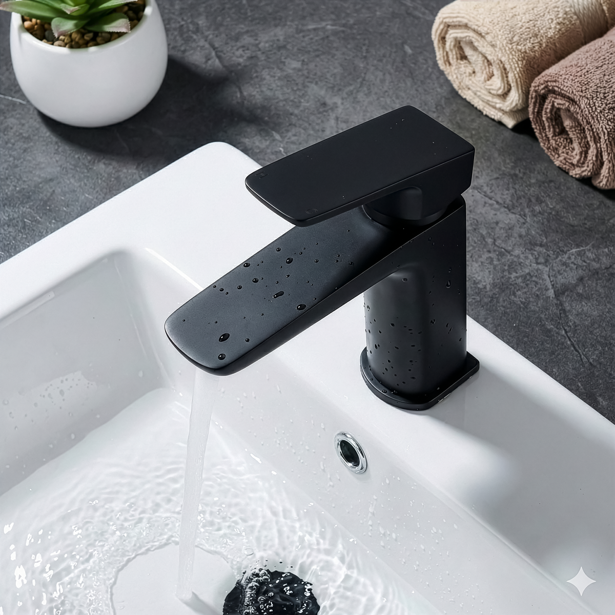 Sealey Baridi Basin Mixer Tap with Clicker Waste - Matt Black Model No-DH393