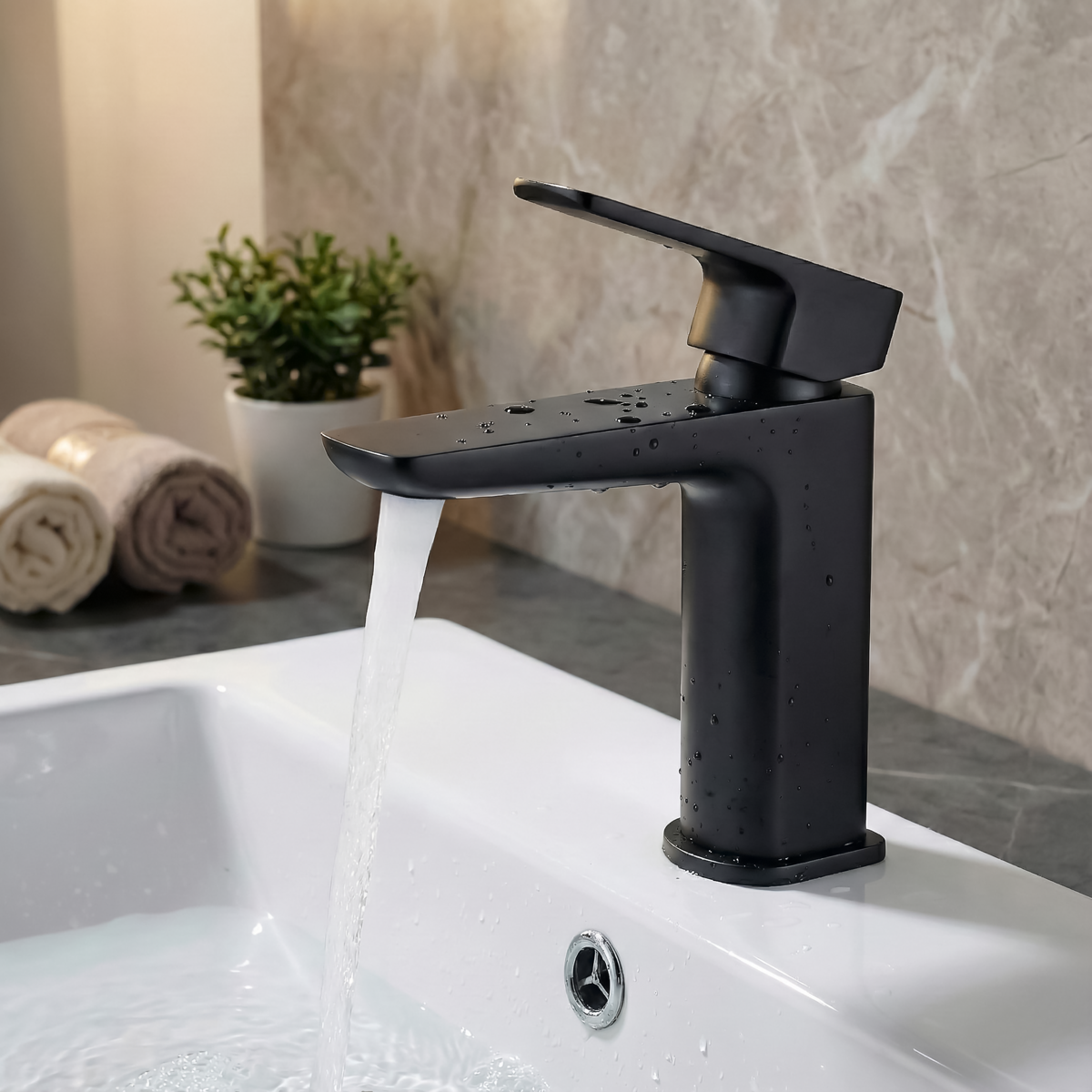 Sealey Baridi Basin Mixer Tap with Clicker Waste - Matt Black Model No-DH393