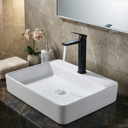 Sealey Baridi High Basin Mixer Tap with Clicker Waste - Matt Black Model No-DH395