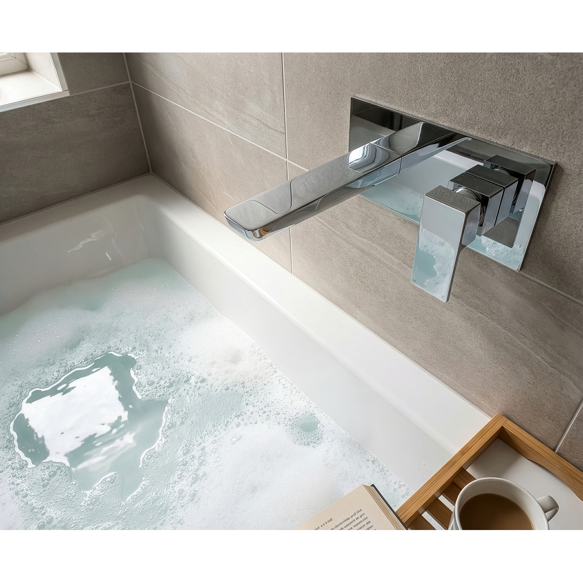 Sealey Baridi Wall Mounting Basin Mixer Tap, Square - Chrome Model No-DH396