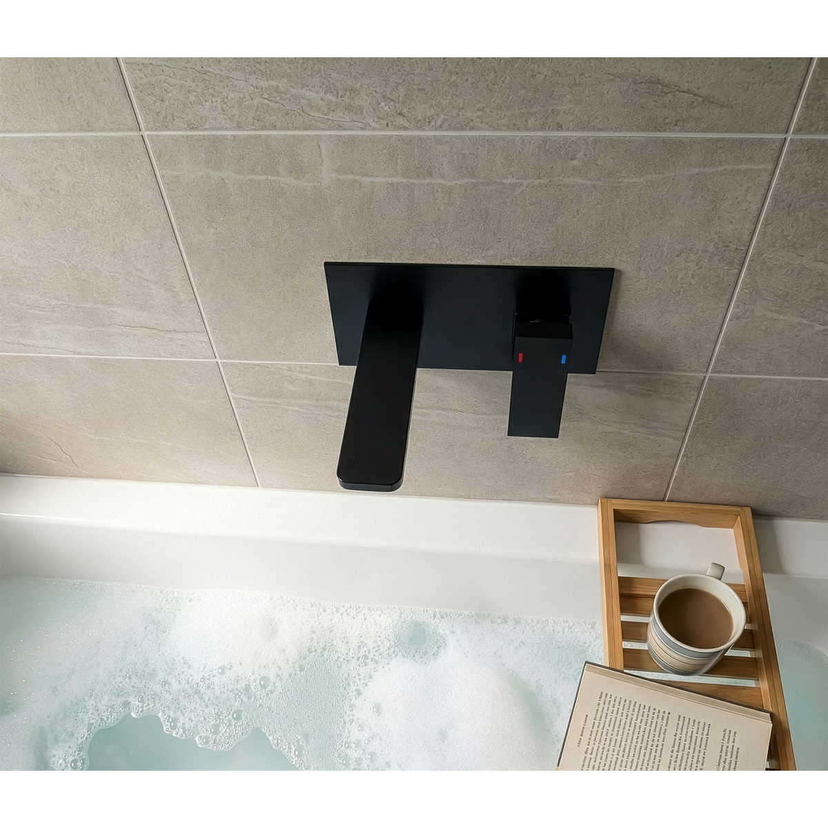 Sealey Baridi Wall Mounting Basin Mixer Tap, Square - Matt Black Model No-DH397