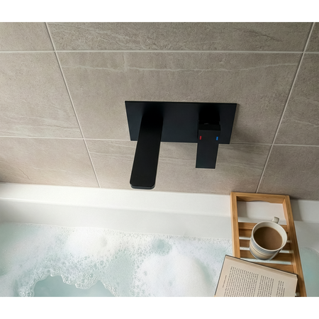Sealey Baridi Wall Mounting Basin Mixer Tap, Square - Matt Black Model No-DH397