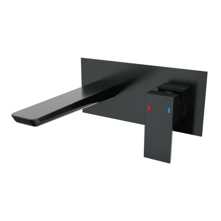 Sealey Baridi Wall Mounting Basin Mixer Tap, Square - Matt Black Model No-DH397