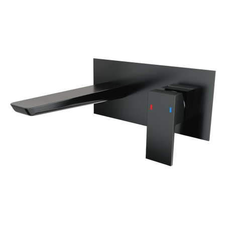 Sealey Baridi Wall Mounting Basin Mixer Tap, Square - Matt Black Model No-DH397