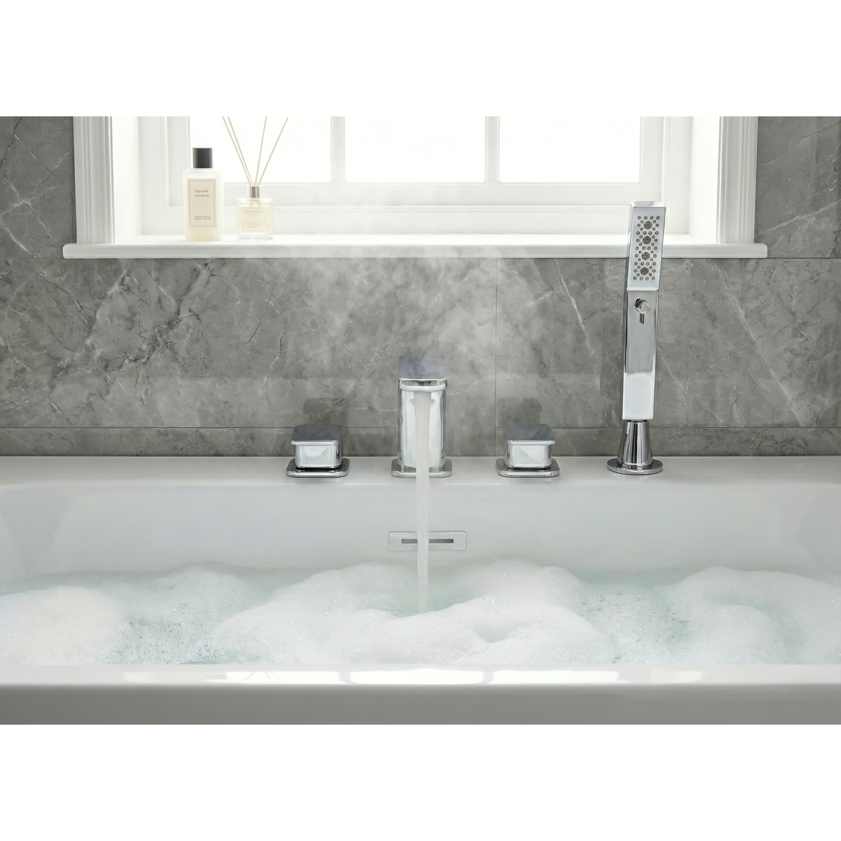 Sealey Baridi Bath Mounting 4-Hole Mixer Tap with Shower Head - Chrome Model No-DH398