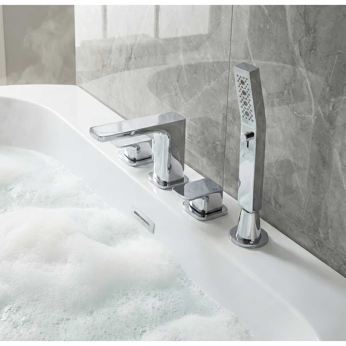 Sealey Baridi Bath Mounting 4-Hole Mixer Tap with Shower Head - Chrome Model No-DH398