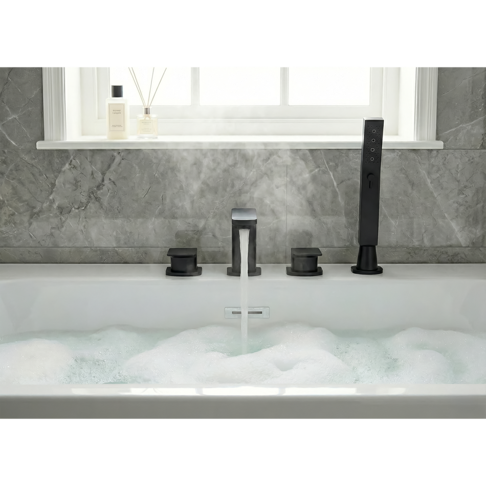 Sealey Baridi Bath Mounting 4-Hole Mixer Tap with Shower Head - Matt Black Model No-DH399