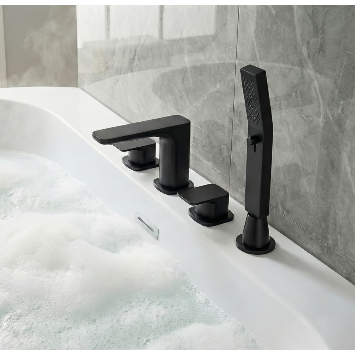 Sealey Baridi Bath Mounting 4-Hole Mixer Tap with Shower Head - Matt Black Model No-DH399