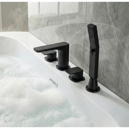Sealey Baridi Bath Mounting 4-Hole Mixer Tap with Shower Head - Matt Black Model No-DH399