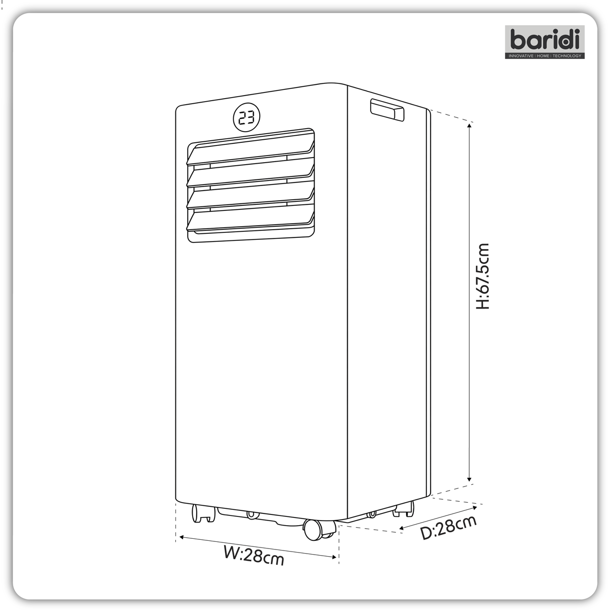 Sealey Baridi 4-in-1 Portable Air Conditioner with Window Sealing Kit 5,000Btu/hr - White Model No-DH412