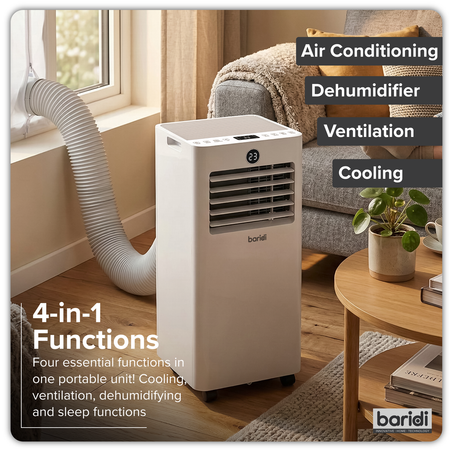 Sealey Baridi 4-in-1 Portable Air Conditioner with Window Sealing Kit 5,000Btu/hr - White Model No-DH412