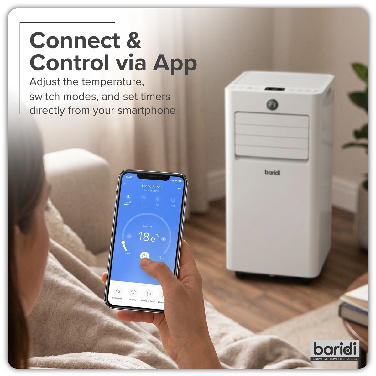 Sealey Baridi 4-in-1 Portable Air Conditioner with Window Sealing Kit 5,000Btu/hr - White Model No-DH412