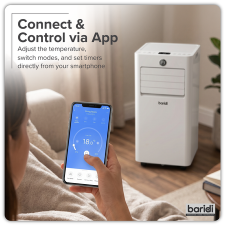 Sealey Baridi 4-in-1 Portable Air Conditioner with Window Sealing Kit 5,000Btu/hr - White Model No-DH412