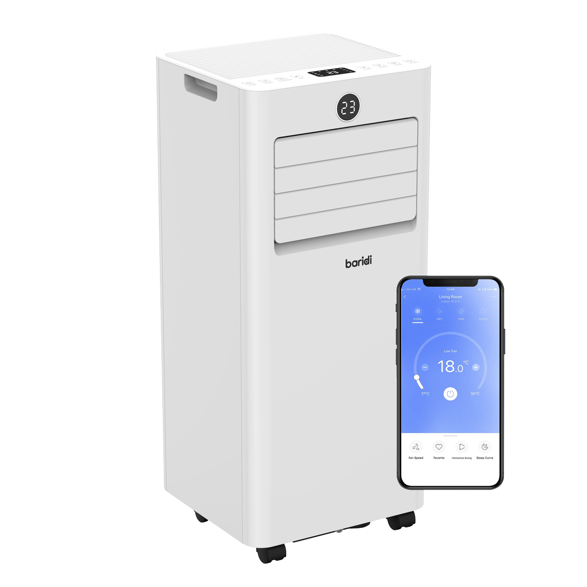 Sealey Baridi 4-in-1 Portable Air Conditioner with Window Sealing Kit 5,000Btu/hr - White Model No-DH412