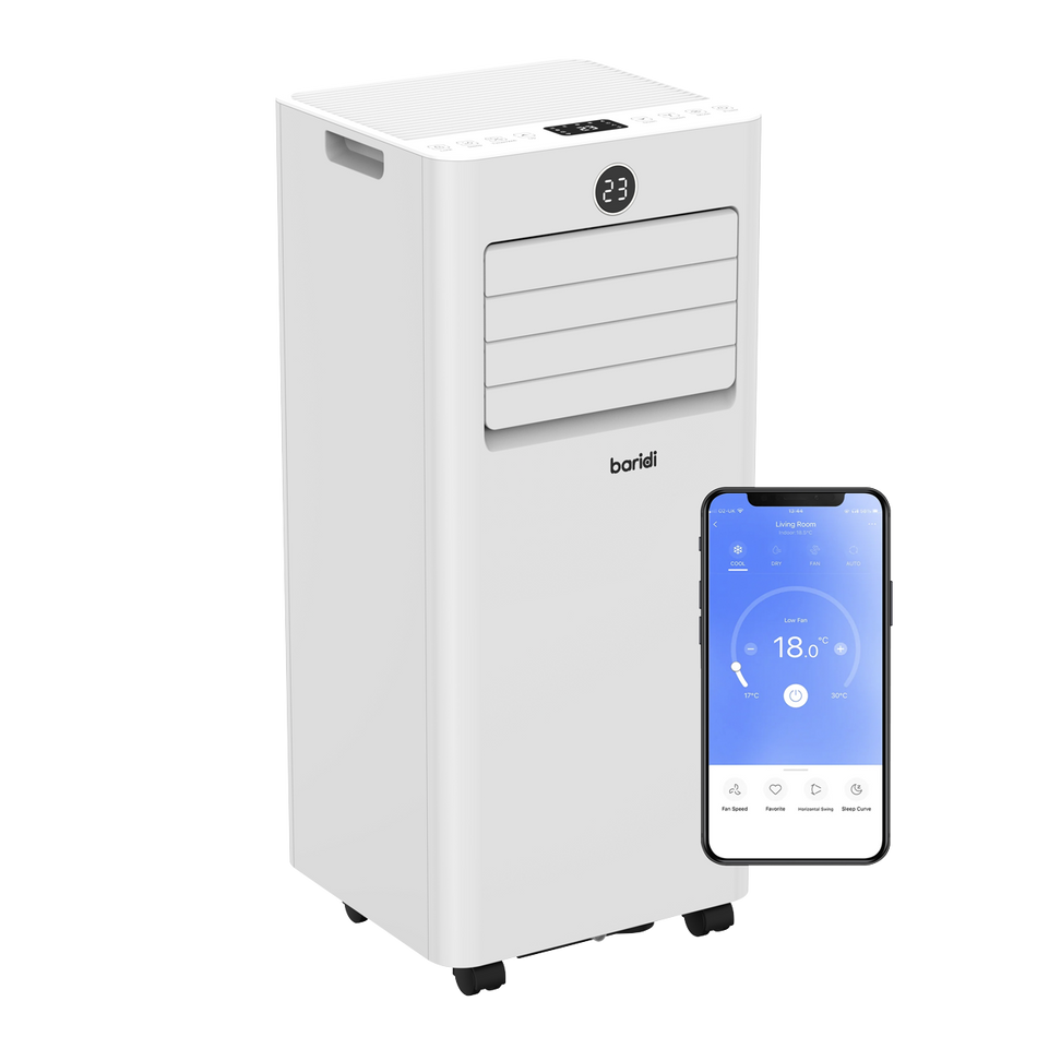 Sealey Baridi 5-in-1 Portable Air Conditioner/Dehumidifier/Air Cooler with Window Sealing Kit 9,000Btu/hr - White Model No-DH414