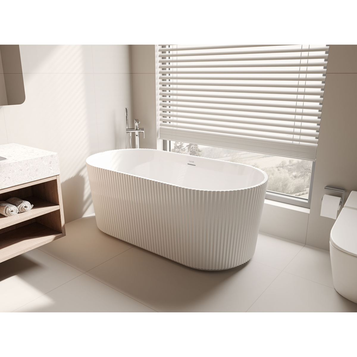 Sealey Baridi Double-Ended Fluted Design Bath with Slim Rim 150cm – Gloss White Model No-DH419