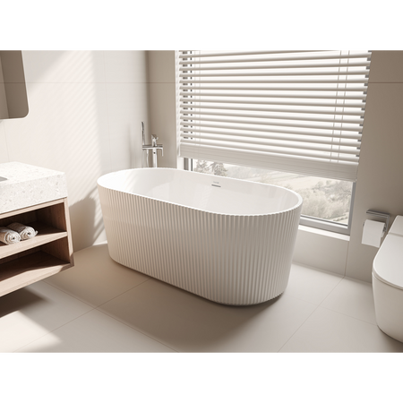 Sealey Baridi Double-Ended Fluted Design Bath with Slim Rim 150cm – Gloss White Model No-DH419