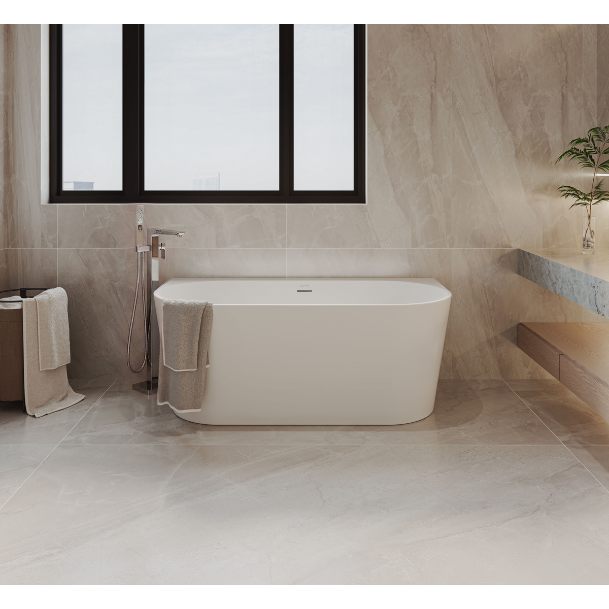 Sealey Baridi Back-to-Wall Slim Rim Bath with Overflow System 150cm – Gloss White Model No-DH421
