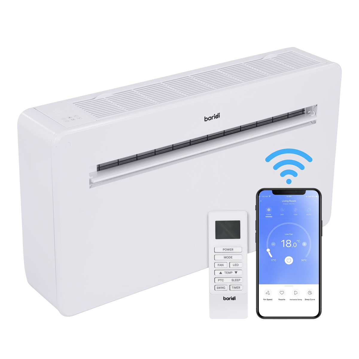 Sealey Baridi 4 -in-1 Smart Monobloc Wall-Mounting Air Conditioning Unit 10,000Btu/hr - White Model No-DH432
