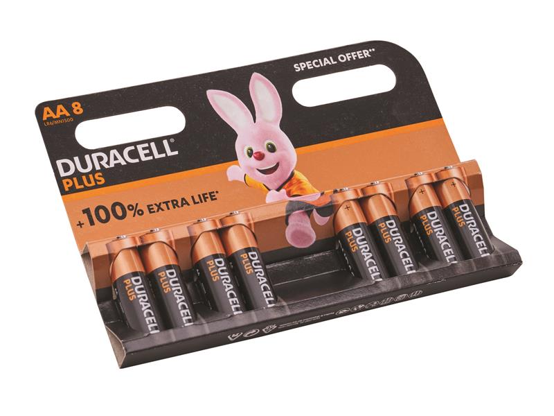 Duracell Plus Power AA Alkaline Batteries Promo Pack 8