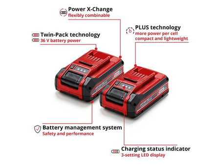 PLUS Power X-Change Battery Twin Pack 18V 2 x 4.0Ah Li-ion