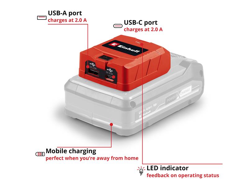 TC-CP 18 Li USB A/C-Solo USB Battery Adaptor