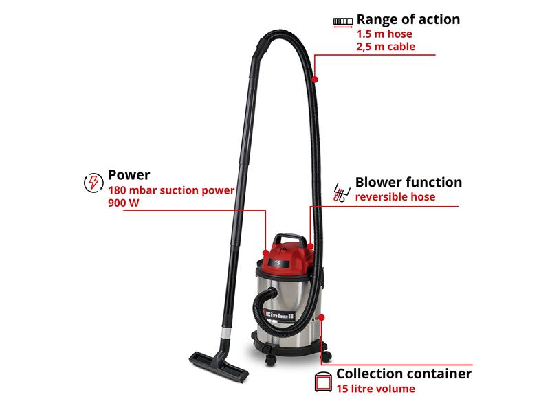 TC-VC 1540 S Wet/Dry Vacuum Cleaner 15 litre 900W 240V
