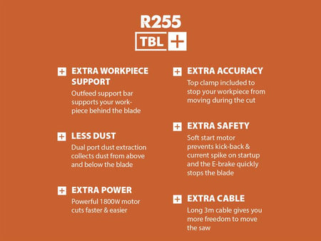 R255TBL+ Portable Jobsite Table Saw 1800W 240V