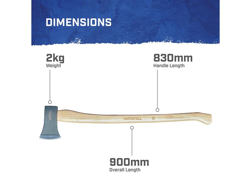 Felling Axe FSC Hickory Shaft 2kg (4.1/2lb)