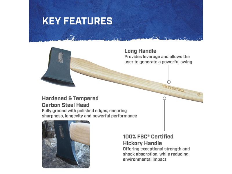 Felling Axe FSC Hickory Shaft 2kg (4.1/2lb)