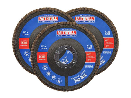 Aluminium Oxide Flap Disc 115 x 22mm 120 Grit (3 Pack)