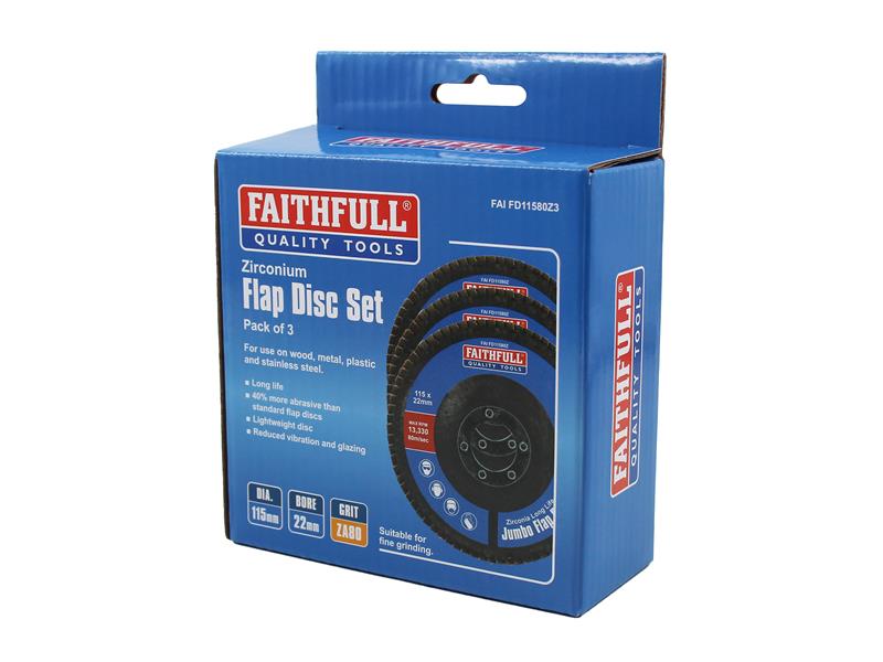 Zirconia Abrasive Jumbo Flap Disc 115 x 22mm 80 Grit (3 Pack)