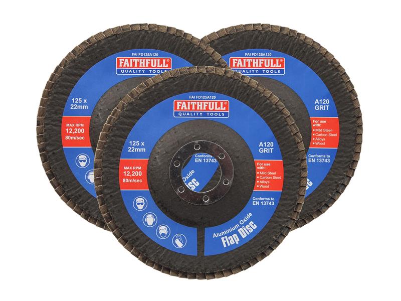 Aluminium Oxide Flap Disc 125 x 22mm 120 Grit (3 Pack)