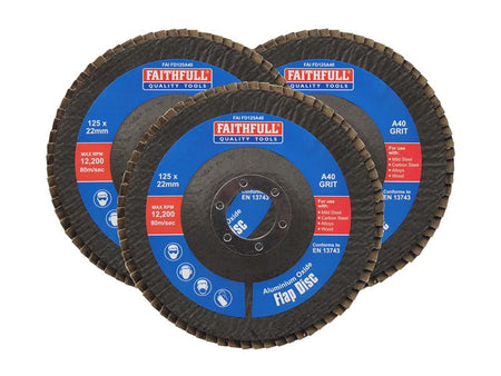 Aluminium Oxide Flap Disc 125 x 22mm 40 Grit (3 Pack)