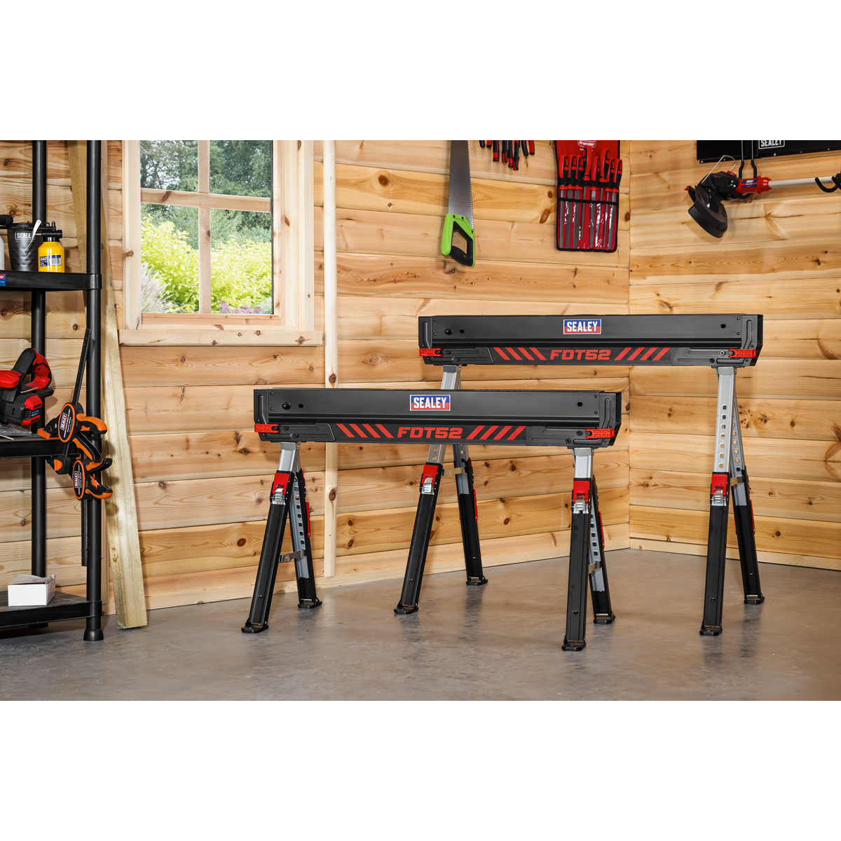 Sealey Adjustable Sawhorse Set 2pc Model No-FDT52