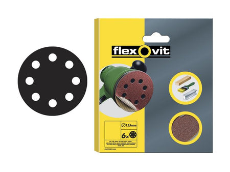 Hook & Loop Sanding Disc 125mm Fine 120G (Pack 6)