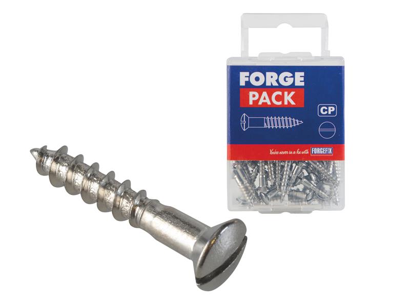 Multi-Purpose Screw SL Raised Head Chrome Plated 3.5 x 20mm ForgePack 45