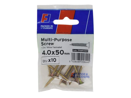 Multi-Purpose Pozi Screw CSK ST ZYP 4.0 x 50mm ForgePack 10