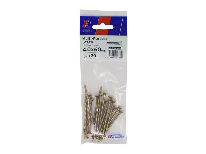 Multi-Purpose Pozi Screw CSK ST ZYP 4.0 x 60mm ForgePack 20