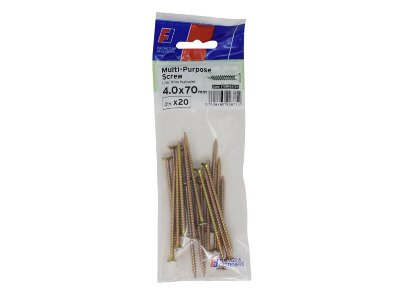 Multi-Purpose Pozi Screw CSK ST ZYP 4.0 x 70mm ForgePack 20