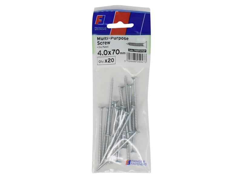 Multi-Purpose Pozi Screw CSK ST ZP 4.0 x 70mm ForgePack 20