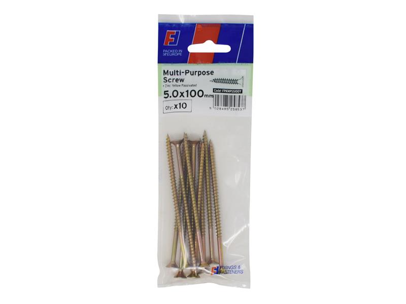 Multi-Purpose Pozi Screw CSK ST ZYP 5.0 x 100mm ForgePack 10