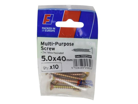 Multi-Purpose Pozi Screw CSK ST ZYP 5.0 x 40mm ForgePack 10