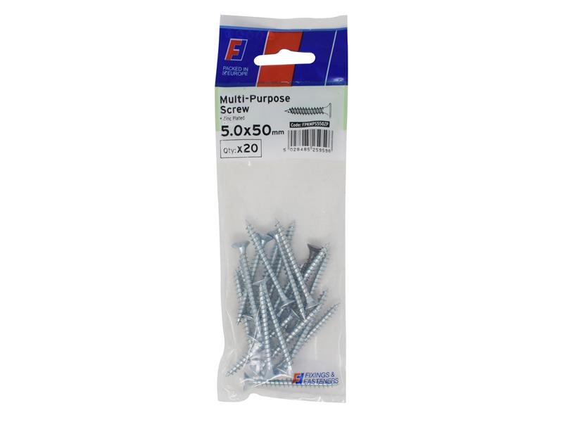 Multi-Purpose Pozi Screw CSK ST ZP 5.0 x 50mm ForgePack 20