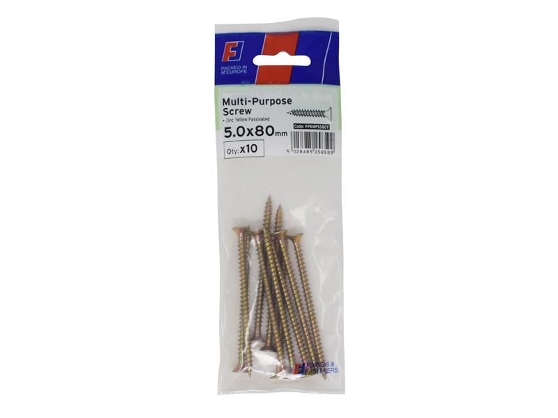 Multi-Purpose Pozi Screw CSK ST ZYP 5.0 x 80mm ForgePack 10
